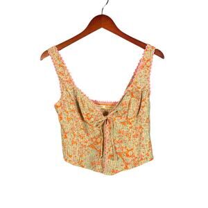 American Eagle Tie Top Women’s Small Pink Flowery Boho Festival Adj Strap Summer